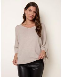Blue Vanilla - Metallic V Neck Knitted Ripple Jumper - Lyst