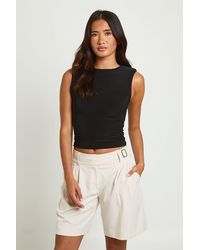 Boohoo - Waist Detail Tailored Bermuda Shorts - Lyst