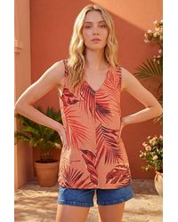 Roman - Palm Print Bar Back Vest Top - Lyst