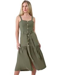 Roman Petite - Button Front Tiered Midi Dress - Lyst