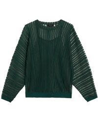 Ted Baker - Nelly Sheer Striped Engineered Knitted Dark Top - Lyst
