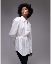 ASOS - Cinch Waist Shirt With Shoulder Pads - Lyst