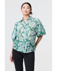 Izabel London - Floral Print 1/2 Puff Sleeve Shirt - Lyst