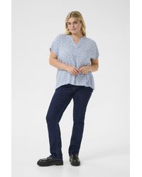 Kaffe - Blouse Met Korte Mouwen Regular Fit Blue/moonstruck Print Blue White - Lyst