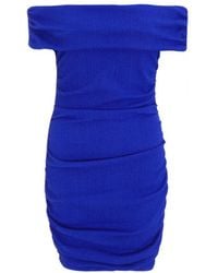 Quiz - Textured Bardot Bodycon Mini Dress - Lyst