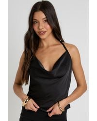Boohoo - Satin Rope Detail Cowl Neck Top - Lyst