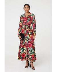 Izabel London - Printed Button Front Shirt Dress - Lyst