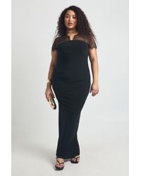 Boohoo - Plus Lace Insert V Neck Maxi Dress - Lyst