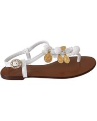 Dolce & Gabbana - Leather Coins Flip Flops Sandals Shoes - Lyst