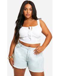 Boohoo - Plus Cotton Milkmaid Crop Top - Lyst