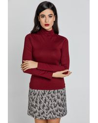 Conquista - Burgundy Turtle Neck Top By - Lyst