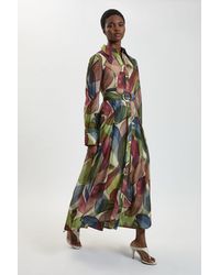 Karen Millen - Petal Print Organza Maxi Shirt Dress - Lyst