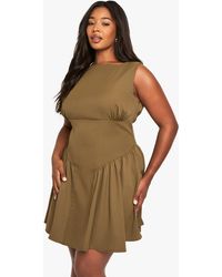 Boohoo - Plus Tailored Sleeveless Skater Dress - Lyst