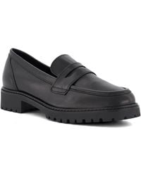 Dune - Dune Gild Dames Zwarte Leren Instappers - Lyst