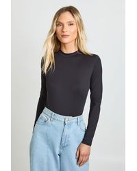 Boohoo - Petite Second Skin Crew Neck Long Sleeve Bodysuit - Lyst