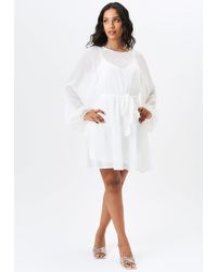 Gini London - Mini-jurk Van Chiffonfolie Met Lange Mouwen - Lyst