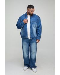 BoohooMAN - Plus Oversized Zip Up Denim Overshirt - Lyst