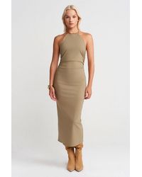 Dilvin - Halter Neck Bodycon Midi Dress - Lyst