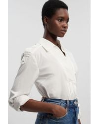 Karen Millen - Boxy Cotton Placket Detail Woven Shirt - Lyst