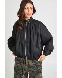 Boohoo - Zip Through Gather Detail Bomber Jacket - Lyst