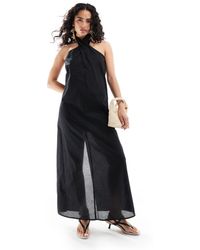 EDITED - Halterneck Drop Back Midaxi Dress - Lyst