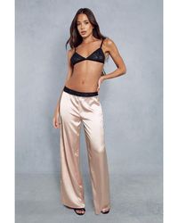 MissPap - Lace Bralet & Waistband Detail Satin Trouser Co-Ord - Lyst
