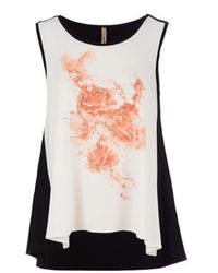 Conquista - Mouwloze Top Met Printdetail Ecru - Lyst