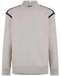 BOSS - Mock Neck High Collar Long Sleeve Polo Shirt - Lyst
