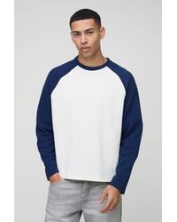 BoohooMAN - Oversized Boxy Heavyweight Waffle Raglan Long Sleeve T-shirt - Lyst