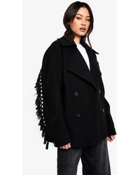 Boohoo - Tall Tassel Detail Wool Look Jacket - Lyst