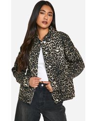 Boohoo - Leopard Print Denim Jacket - Lyst