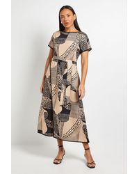 PRINCIPLES - Abstract Belted Midi Dress - Lyst