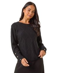 Roman - Petite Button Cuff Knit Jumper - Lyst