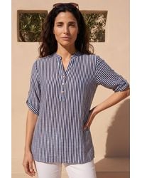 Roman - Classic Stripe Button Front Top - Lyst