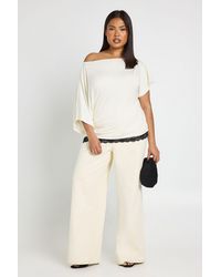 Boohoo - Plus Off The Shoulder Lace Trim T-Shirt - Lyst