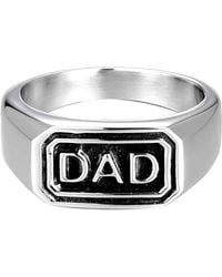 The Jewellery Stockroom - Stainless Steel Embossed Dad Ring - Lyst