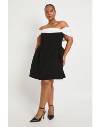 Boohoo - Plus Contrast Drape Detail Mini Skater Dress - Lyst