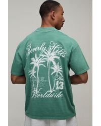 BoohooMAN - Oversized Beverly Hills Palm Washed T-Shirt - Lyst