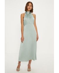 Oasis - Satin Halter Neck Midi Bridesmaids Dress - Lyst