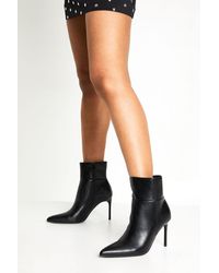 Boohoo - Stiletto Pointed Toe Column Calf High Boots - Lyst