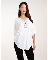 Blue Vanilla - Studded Zip Front Top - Lyst
