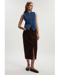 Karen Millen - Stretch Cord Midi Pencil Skirt - Lyst