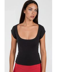 Busem - Slim Fit Ribbed U Collar Blouse - Lyst