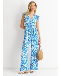 Gini London - Floral Ruffle Sleeeves Jumpsuit - Lyst