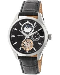 Heritor - Sebastian Semi-Skeleton Leather-Band Watch - Lyst