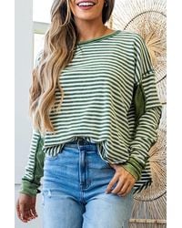 Azura Exchange - Gestreept Waffleknit Top - Lyst