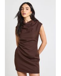Boohoo - Cowl Pleat Detail Mini Dress - Lyst
