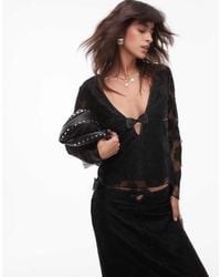 Résumé - V Neck Long Sleeve Lace Top With Bow Detail Co-Ord - Lyst