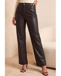 Roman - Petite Full Length Pu Trouser - Lyst