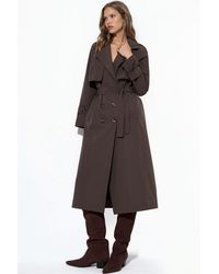 Hiccup - Double-Breasted Belted Long Trench Coat - Lyst